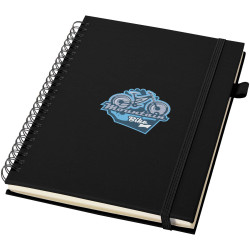 Cahier publicitaire à spirales Liss A5 à couverture rigide en plastique recyclé