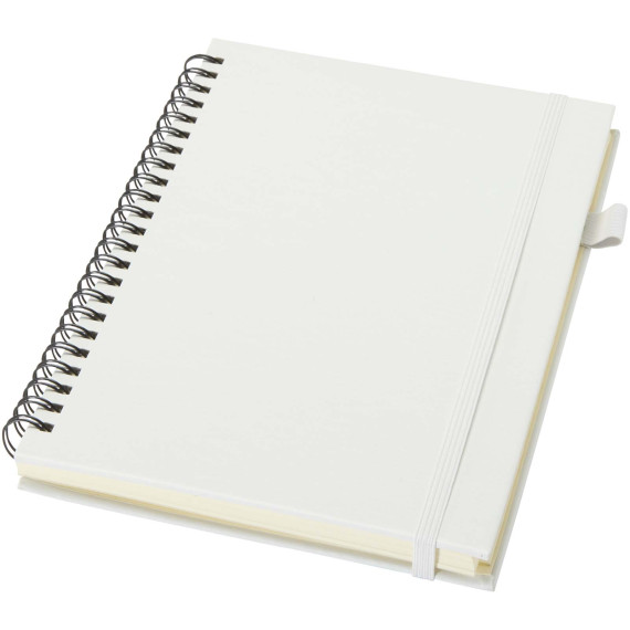 Cahier publicitaire à spirales Liss A5 à couverture rigide en plastique recyclé