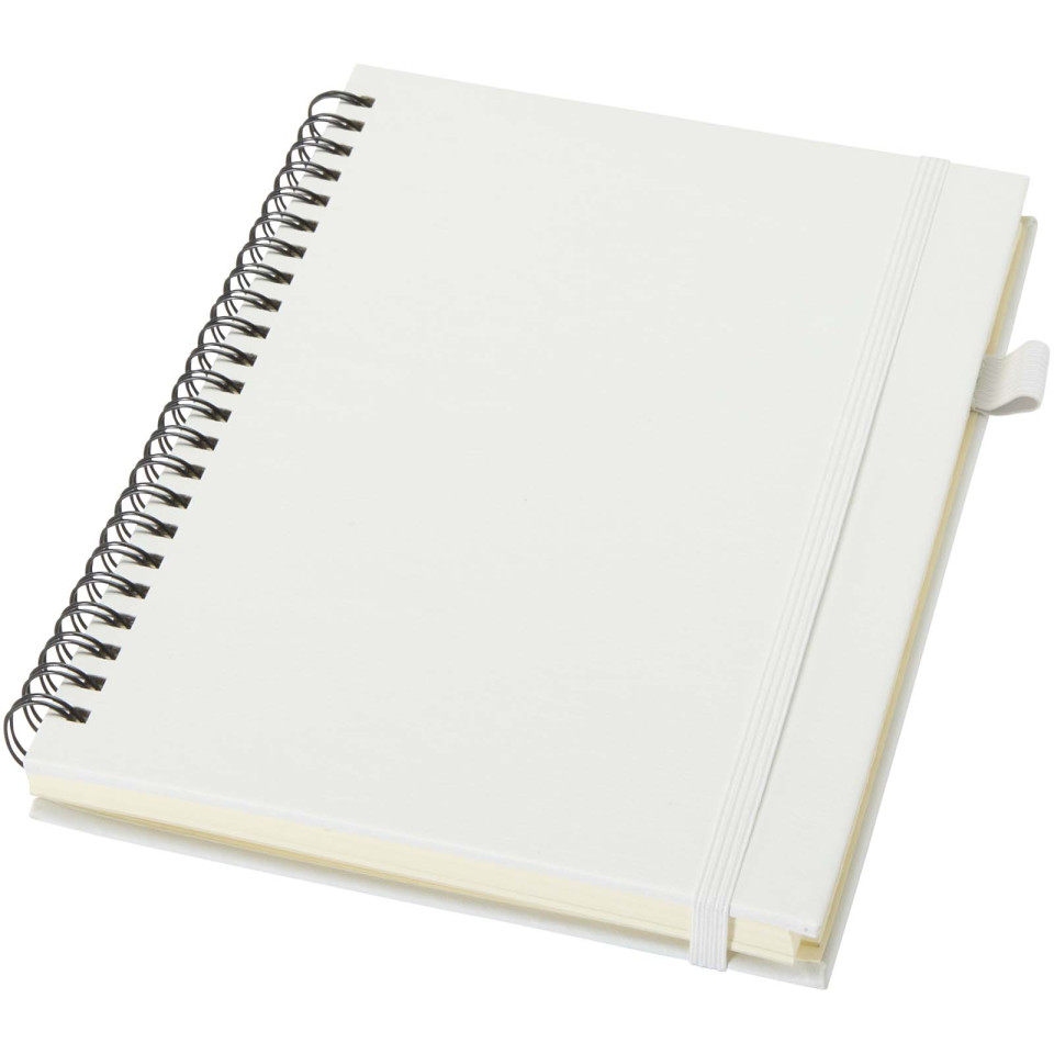 Cahier publicitaire à spirales Liss A5 à couverture rigide en plastique recyclé