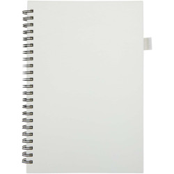 Cahier publicitaire à spirales Liss A5 à couverture rigide en plastique recyclé