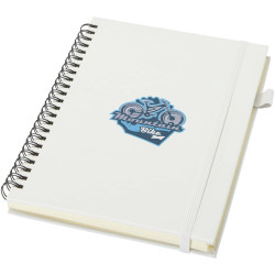 Cahier publicitaire à spirales Liss A5 à couverture rigide en plastique recyclé
