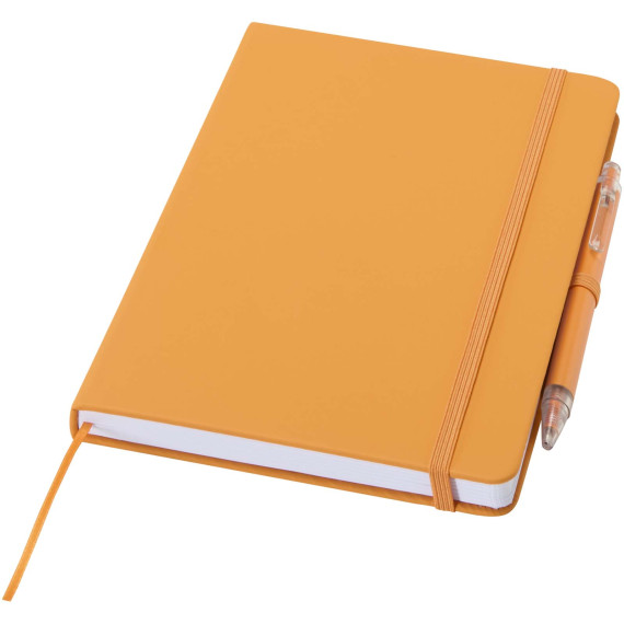 Ensemble publicitaire comprenant un cahier en papier recyclé Spectrum A5 et un stylo à bille