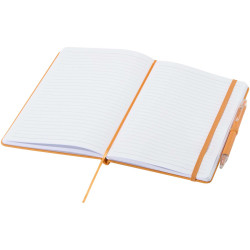 Ensemble publicitaire comprenant un cahier en papier recyclé Spectrum A5 et un stylo à bille
