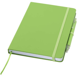 Ensemble publicitaire comprenant un cahier en papier recyclé Spectrum A5 et un stylo à bille