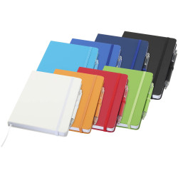 Ensemble publicitaire comprenant un cahier en papier recyclé Spectrum A5 et un stylo à bille
