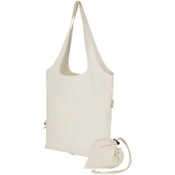 Sac publicitaire fourre-tout pliable en coton recyclé GRS « Madras Blend » 140 g/m², 7 L
