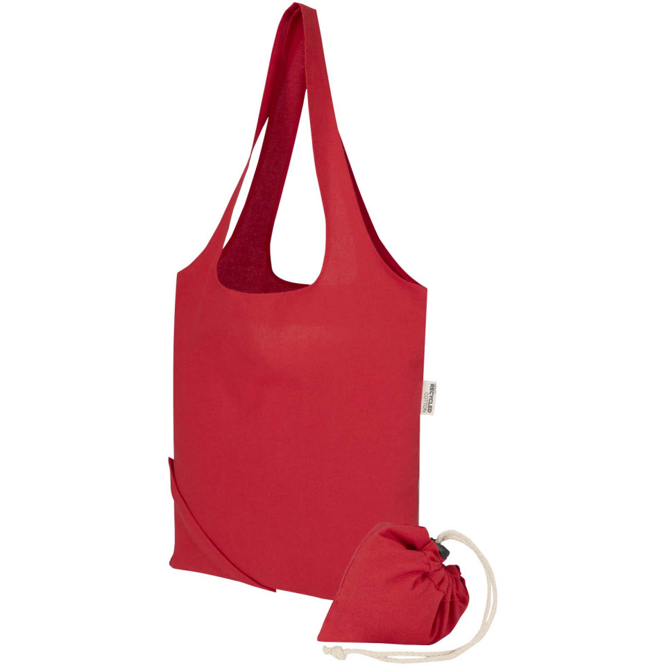 Sac publicitaire fourre-tout pliable en coton recyclé GRS « Madras Blend » 140 g/m², 7 L