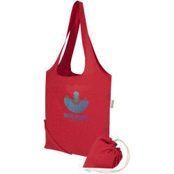 Sac publicitaire fourre-tout pliable en coton recyclé GRS « Madras Blend » 140 g/m², 7 L