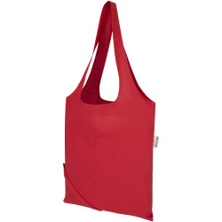 Sac publicitaire fourre-tout pliable en coton recyclé GRS « Madras Blend » 140 g/m², 7 L