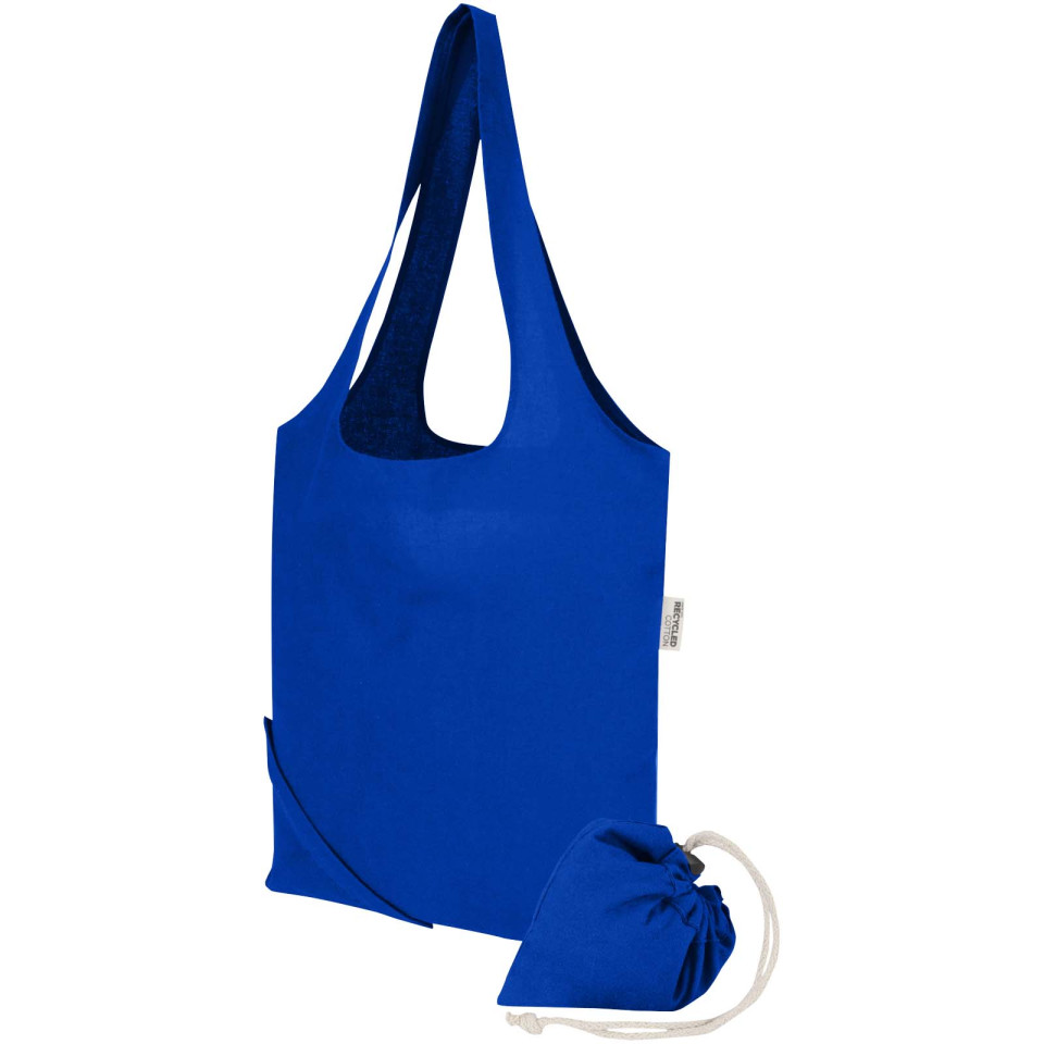 Sac publicitaire fourre-tout pliable en coton recyclé GRS « Madras Blend » 140 g/m², 7 L