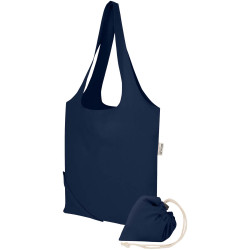 Sac publicitaire fourre-tout pliable en coton recyclé GRS « Madras Blend » 140 g/m², 7 L