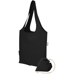Sac publicitaire fourre-tout pliable en coton recyclé GRS « Madras Blend » 140 g/m², 7 L