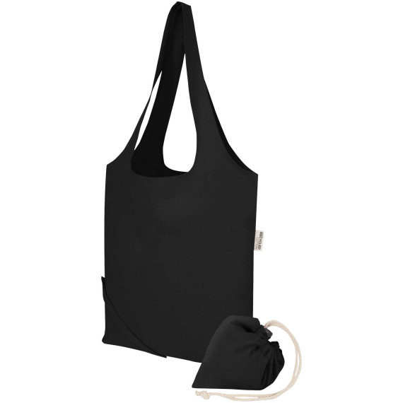 Sac publicitaire fourre-tout pliable en coton recyclé GRS « Madras Blend » 140 g/m², 7 L