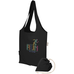 Sac publicitaire fourre-tout pliable en coton recyclé GRS « Madras Blend » 140 g/m², 7 L