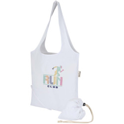 Sac publicitaire fourre-tout pliable en coton recyclé GRS « Madras Blend » 140 g/m², 7 L