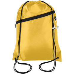 Sac publicitaire à cordon Oriole en RPET avec poche avant zippée, 5 L