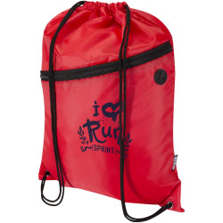 Sac publicitaire à cordon Oriole en RPET avec poche avant zippée, 5 L