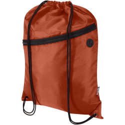 Sac publicitaire à cordon Oriole en RPET avec poche avant zippée, 5 L