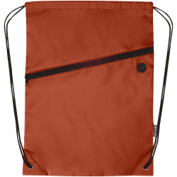 Sac publicitaire à cordon Oriole en RPET avec poche avant zippée, 5 L