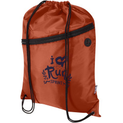 Sac publicitaire à cordon Oriole en RPET avec poche avant zippée, 5 L