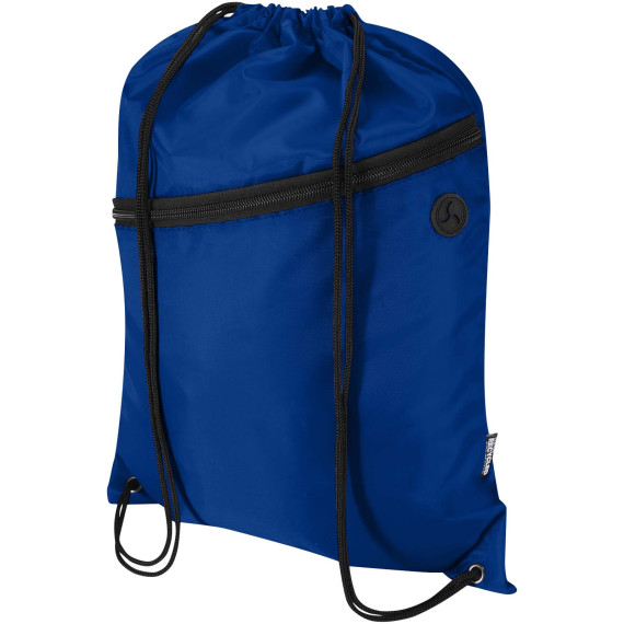 Sac publicitaire à cordon Oriole en RPET avec poche avant zippée, 5 L