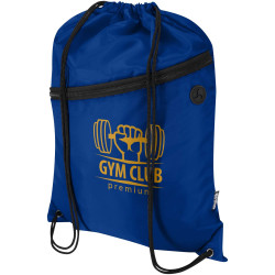 Sac publicitaire à cordon Oriole en RPET avec poche avant zippée, 5 L
