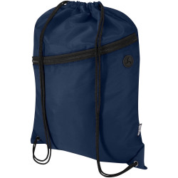 Sac publicitaire à cordon Oriole en RPET avec poche avant zippée, 5 L