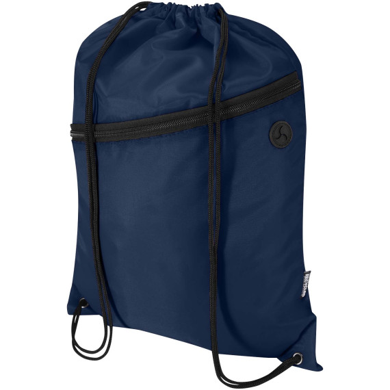 Sac publicitaire à cordon Oriole en RPET avec poche avant zippée, 5 L