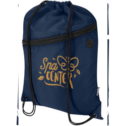 Sac publicitaire à cordon Oriole en RPET avec poche avant zippée, 5 L