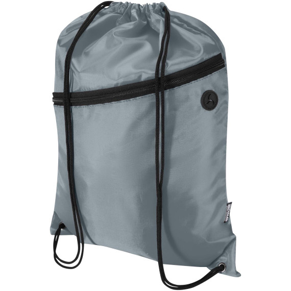 Sac publicitaire à cordon Oriole en RPET avec poche avant zippée, 5 L