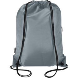 Sac publicitaire à cordon Oriole en RPET avec poche avant zippée, 5 L