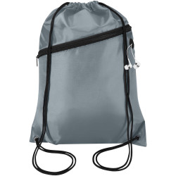 Sac publicitaire à cordon Oriole en RPET avec poche avant zippée, 5 L