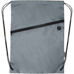 Sac publicitaire à cordon Oriole en RPET avec poche avant zippée, 5 L