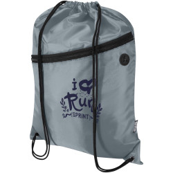 Sac publicitaire à cordon Oriole en RPET avec poche avant zippée, 5 L