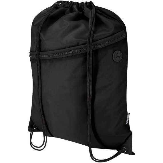 Sac publicitaire à cordon Oriole en RPET avec poche avant zippée, 5 L