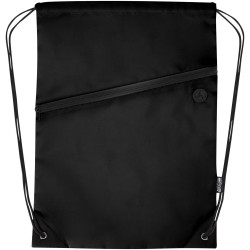 Sac publicitaire à cordon Oriole en RPET avec poche avant zippée, 5 L