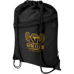 Sac publicitaire à cordon Oriole en RPET avec poche avant zippée, 5 L
