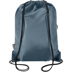 Sac publicitaire à cordon Oriole en RPET avec poche avant zippée, 5 L