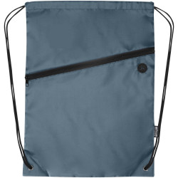 Sac publicitaire à cordon Oriole en RPET avec poche avant zippée, 5 L