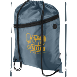 Sac publicitaire à cordon Oriole en RPET avec poche avant zippée, 5 L
