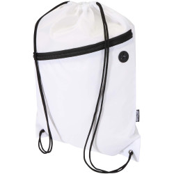Sac publicitaire à cordon Oriole en RPET avec poche avant zippée, 5 L