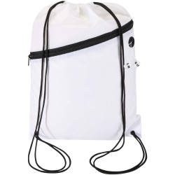 Sac publicitaire à cordon Oriole en RPET avec poche avant zippée, 5 L