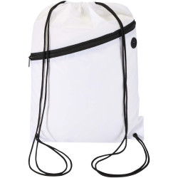 Sac publicitaire à cordon Oriole en RPET avec poche avant zippée, 5 L