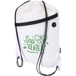 Sac publicitaire à cordon Oriole en RPET avec poche avant zippée, 5 L