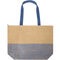 Grand sac fourre-tout publicitaire en papier paille Rhythm avec fermeture à glissière, 21 L