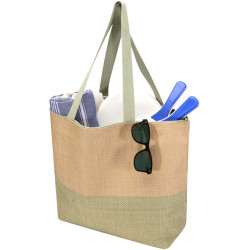 Grand sac fourre-tout publicitaire en papier paille Rhythm avec fermeture à glissière, 21 L