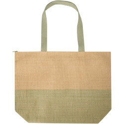 Grand sac fourre-tout publicitaire en papier paille Rhythm avec fermeture à glissière, 21 L