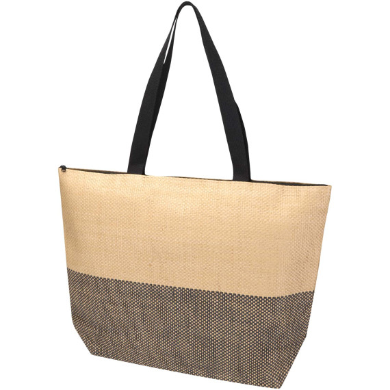 Grand sac fourre-tout publicitaire en papier paille Rhythm avec fermeture à glissière, 21 L