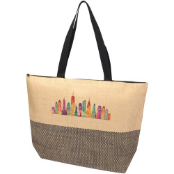 Grand sac fourre-tout publicitaire en papier paille Rhythm avec fermeture à glissière, 21 L