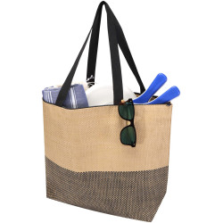 Grand sac fourre-tout publicitaire en papier paille Rhythm avec fermeture à glissière, 21 L